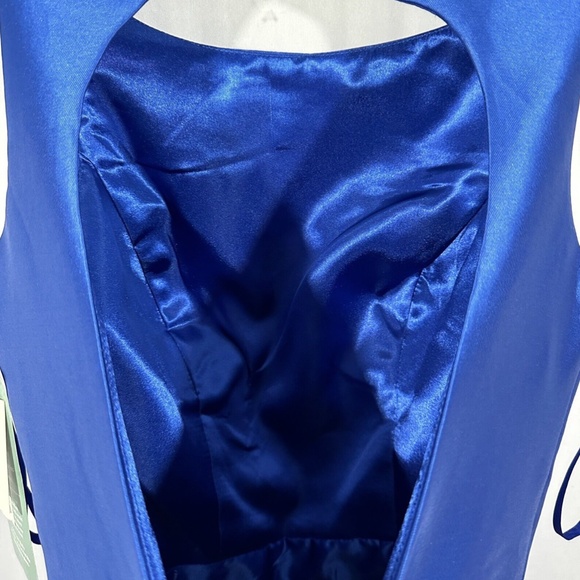 NEW $220 Glamour by Terani Couture [ 8 ] Floral Open Back Mini‎ Dress Blue - Picture 12 of 15